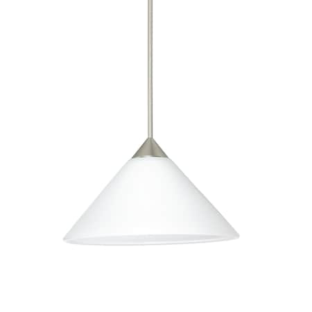 Besa Lighting Kona Cord Pendant, White, Satin Nickel Finish, 1x5W LED 1XT-117607-LED-SN